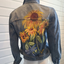 Load image into Gallery viewer, Sunflowers for PEACE denim jacket-M
