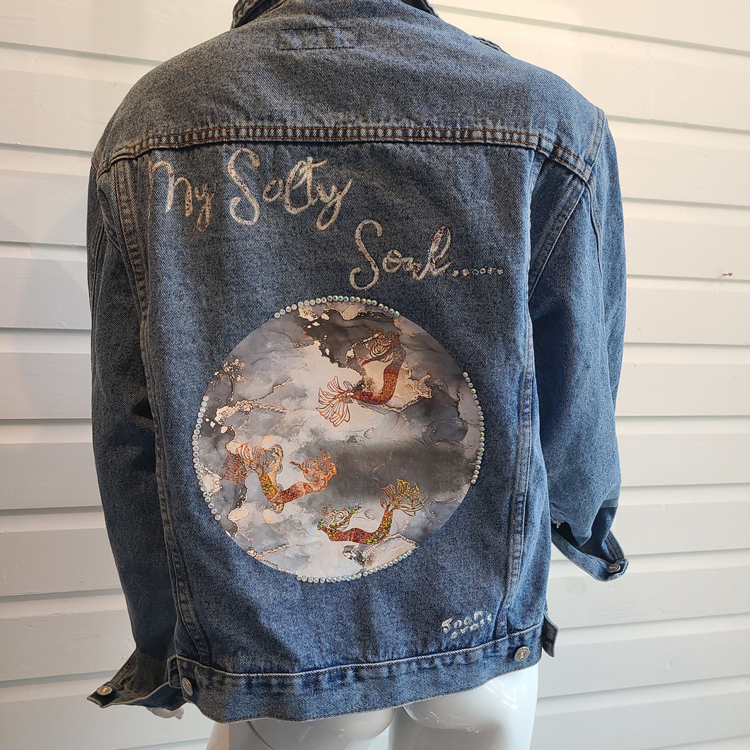 My Salty Soul Custom Denim Jacket - L