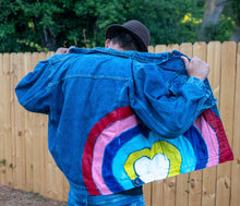 Load image into Gallery viewer, RAINBOW Love Denim Jacket