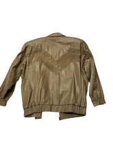 Load image into Gallery viewer, Vintage Comint Tan Leather &amp; Suede Bomber Jacket – Chevron Western Style
