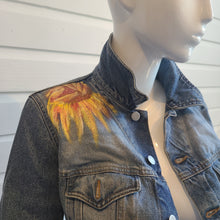 Load image into Gallery viewer, Sunflowers for PEACE denim jacket-M
