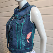 Load image into Gallery viewer, Flamingo Vibes Custom Denim Vest - Small
