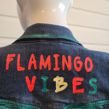 Load image into Gallery viewer, Flamingo Vibes Custom Denim Vest - Small
