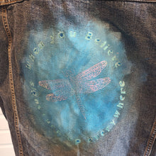 Load image into Gallery viewer, Dragonfly Faith Custom Denim Jacket
