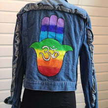 Load image into Gallery viewer, Hamsa Om Denim Jacket - Size Medium
