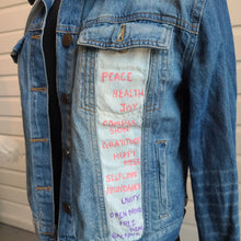 Load image into Gallery viewer, Hamsa Om Denim Jacket - Size Medium
