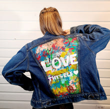 Load image into Gallery viewer, LOVE THYSELF DENIM JACKET
